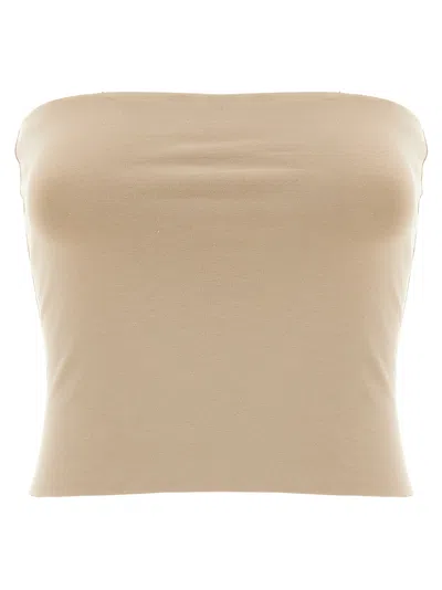 Brunello Cucinelli Beige Jersey Bandeau Top In Animal Print