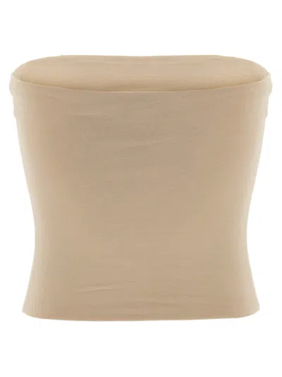 Brunello Cucinelli Beige Jersey Bandeau Top In Animal Print