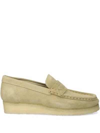 Clarks Originals Suede Penny Loafers In Green