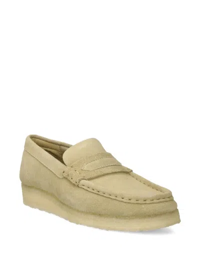 Clarks Originals Suede Penny Loafers In Green