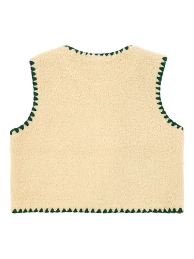 Tiny Cottons Crochet-trimmed Fleece Vest In Brown