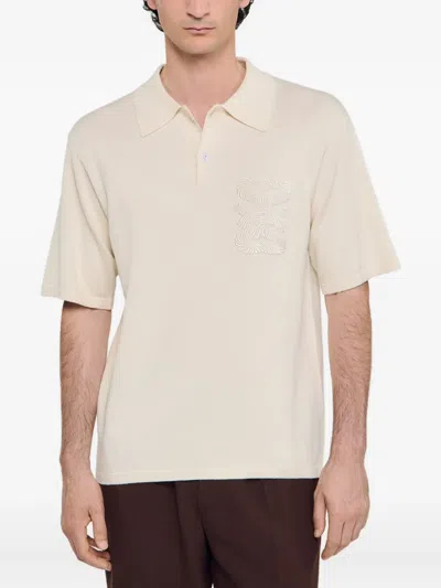 Sandro Embroidered-detail Polo Shirt In Yellow