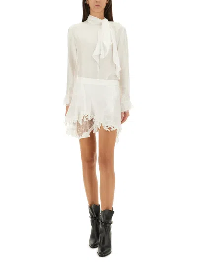 Isabel Marant High Waist Mini Skirt With Lace Detail In Multi