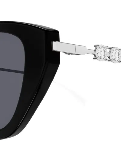 Gucci Gg1968s Linea Emblem 002 Black Silver Grey Sunglasses In Black