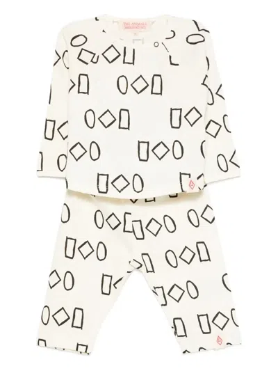 The Animals Observatory Geometric-print Tracksuit Set In White