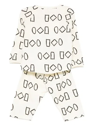 The Animals Observatory Geometric-print Tracksuit Set In White