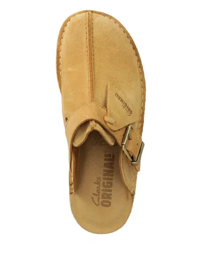 Clarks Originals Buckle Platform Mules In Neutral