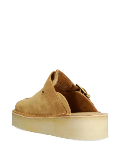Clarks Originals Buckle Platform Mules In Neutral