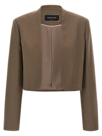 Fabiana Filippi Cropped Pinstripe Jacket In Brown