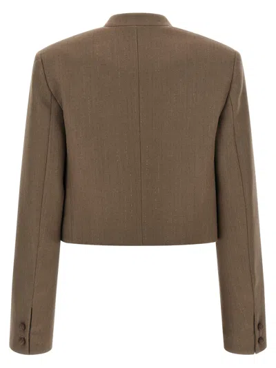Fabiana Filippi Cropped Pinstripe Jacket In Brown