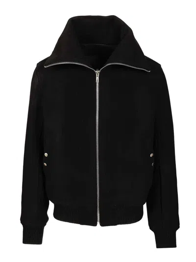 Rick Owens Blixa Dracucollar Wool Bomber Jacket In Black