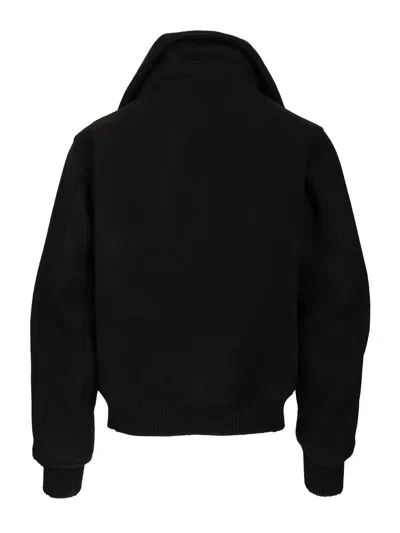 Rick Owens Blixa Dracucollar Wool Bomber Jacket In Black