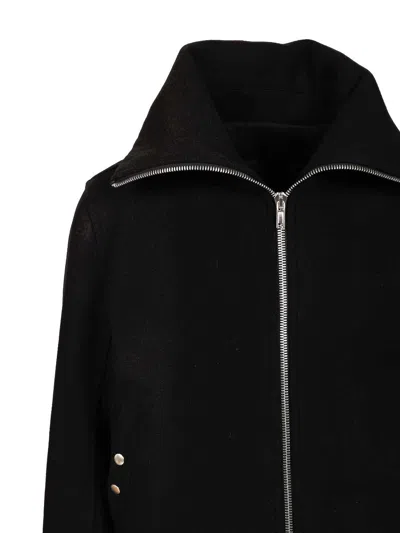 Rick Owens Blixa Dracucollar Wool Bomber Jacket In Black