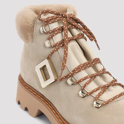 Roger Vivier Viv Rangers Truck Fur Bootie In Neutral