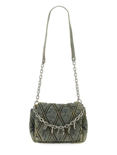 Diesel Borsa A Spalla "charm-d" Small In Green