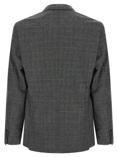 Pal Zileri Check Pattern Notch Lapel Blazer In Blue
