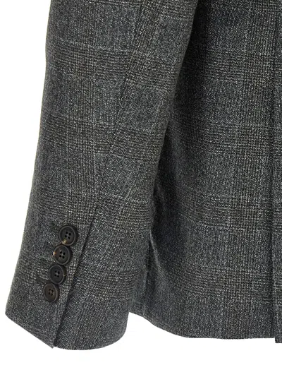 Pal Zileri Check Pattern Notch Lapel Blazer In Blue