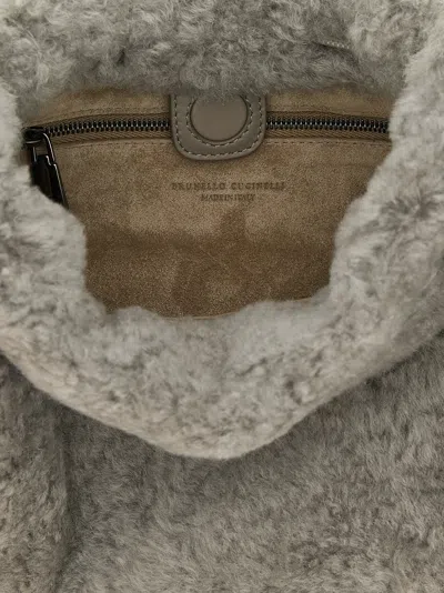 Brunello Cucinelli Women Small Shearling Mellow Shoulder Bag