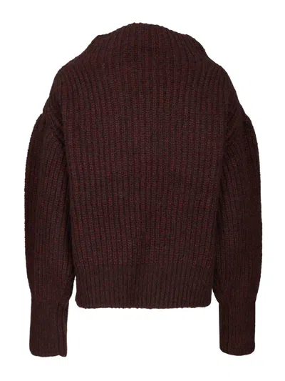 Dries Van Noten Womens Wine Teubina Embellished Ribbed Knitted Jumper In Burgundy