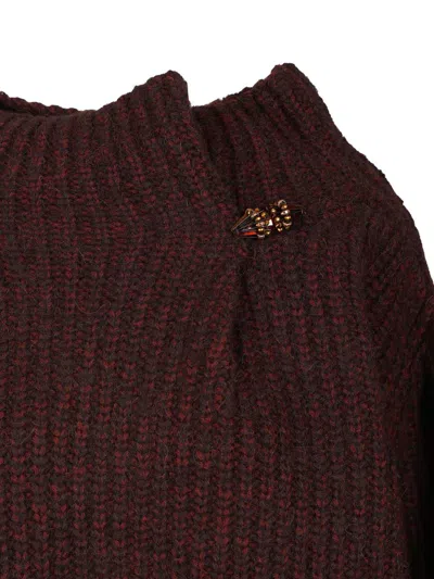 Dries Van Noten Womens Wine Teubina Embellished Ribbed Knitted Jumper In Burgundy