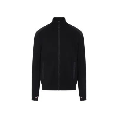 Moncler Padded Wool Zip-up Cardigan In Black