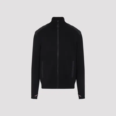 Moncler Padded Wool Zip-up Cardigan In Black