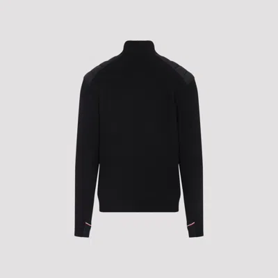 Moncler Padded Wool Zip-up Cardigan In Black