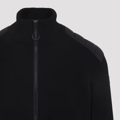 Moncler Padded Wool Zip-up Cardigan In Black