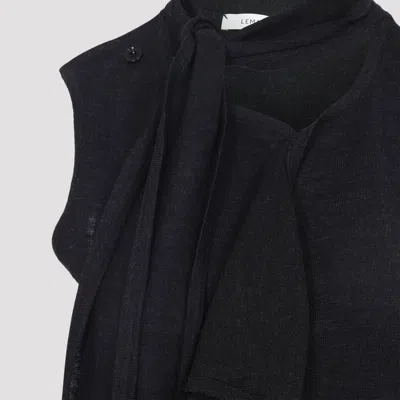 Lemaire Anthracite Grey Wool Asymmetrical Sleeveless Cardigan In Black