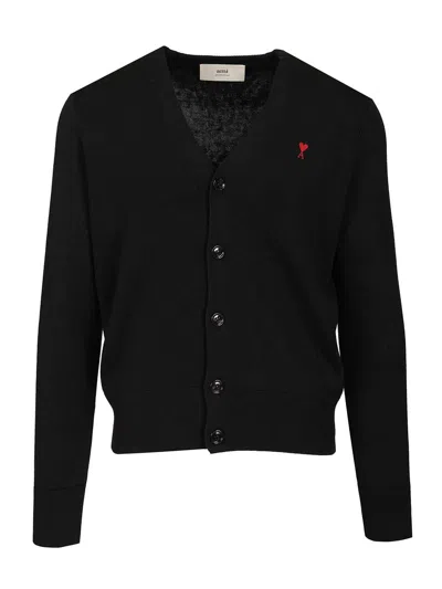 Ami Alexandre Mattiussi Ami Paris Men Ami De Coeur Cardigan In Black