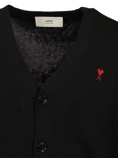 Ami Alexandre Mattiussi Ami Paris Men Ami De Coeur Cardigan In Black