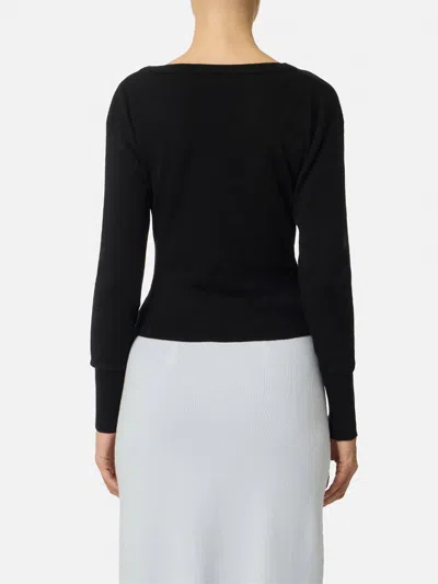 Elisabetta Franchi Cashmere Blend Jumper With Jewel Buttons In Black