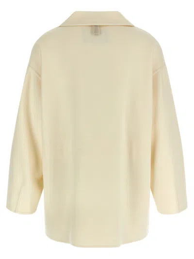 Fabiana Filippi Luxurious Cashmere Outerwear Featuring Collar In Neutral