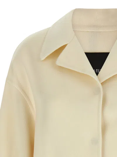 Fabiana Filippi Luxurious Cashmere Outerwear Featuring Collar In Neutral
