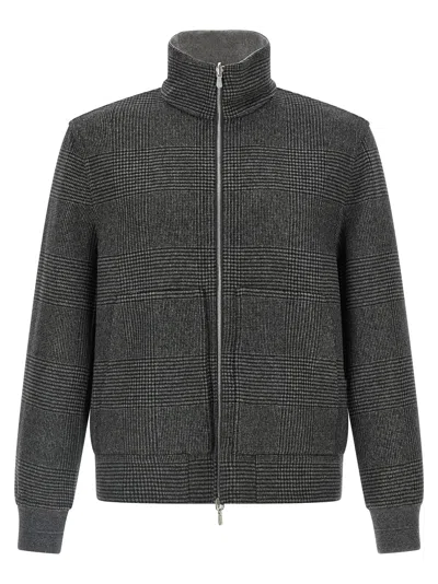 Brunello Cucinelli Cashmere Reversible Bomber Jacket Puffer Jackets Gray In Gray