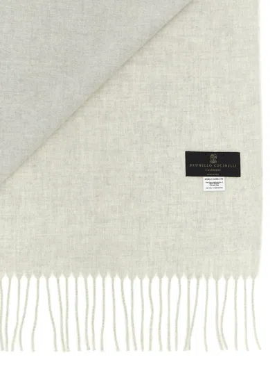 Brunello Cucinelli Cashmere Scarf Scarves And Foulards Gray In Gray