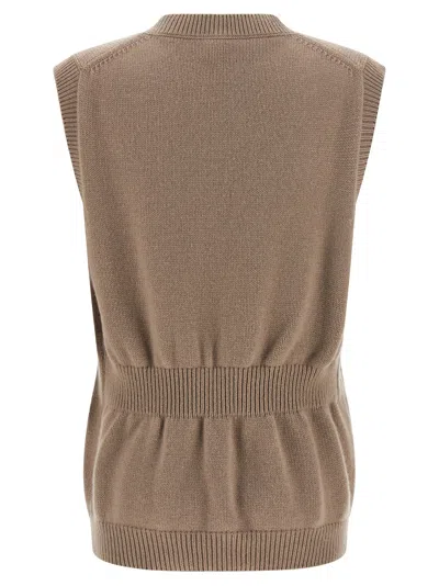 Fendi Cashmere Vest Gilet Beige In Animal Print