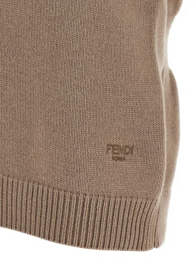 Fendi Cashmere Vest Gilet Beige In Animal Print