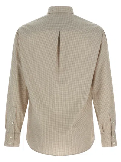 Brunello Cucinelli Long Sleeve Button-down Collar Check Shirt In Neutral