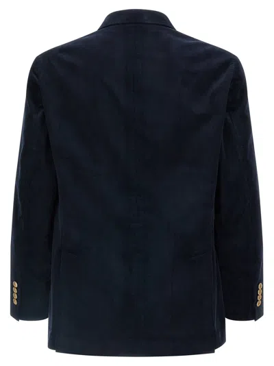 Brunello Cucinelli Tailored Corduroy Double-breasted Blazer In Blue