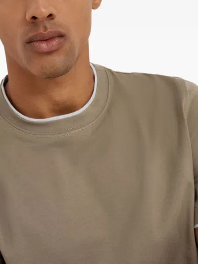 Brunello Cucinelli Cotton Jersey Crew Neck T-shirt With Faux-layering Clothing In Gray
