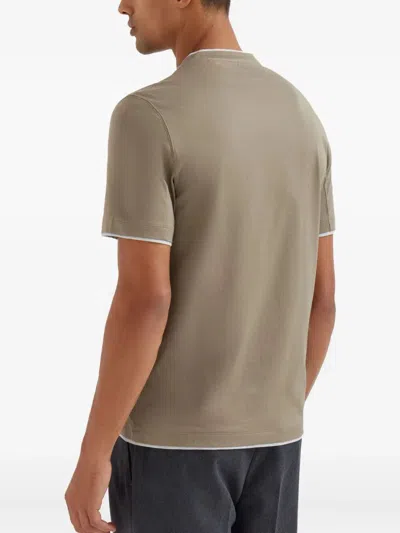 Brunello Cucinelli Cotton Jersey Crew Neck T-shirt With Faux-layering Clothing In Gray