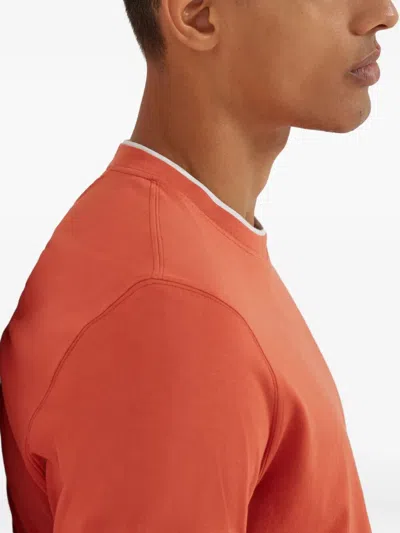 Brunello Cucinelli Cotton Jersey Crew Neck T-shirt With Faux-layering Clothing In Orange