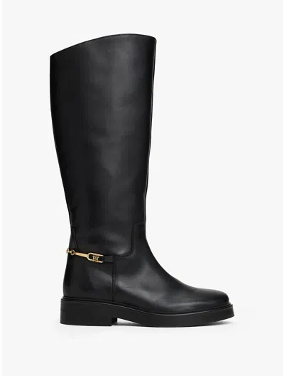 Tommy Hilfiger 40mm Chain-embellished Leather Boots In Black