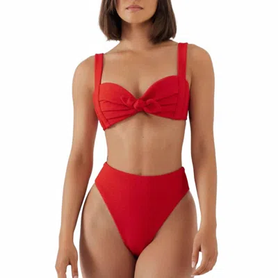 Montce Kayla Bikini Top In Crimson Micro Scrunch In Red