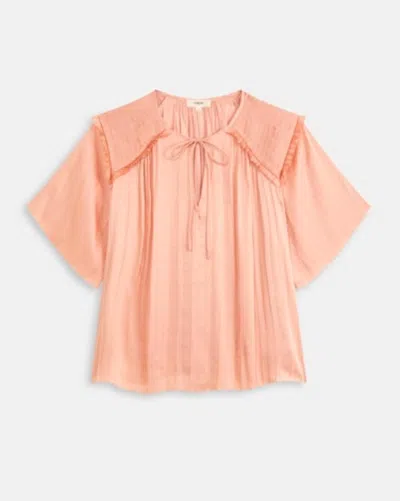 Suncoo Louka Crew Neck Blouse In Salmon In Multi