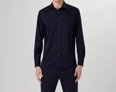 Bugatchi Uomo Axel Abstract Bamboo Shirt In Navy Blue