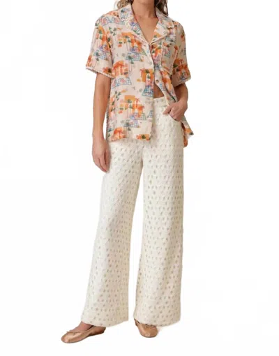 Line And Dot Bowen Crochet High Waisted Pants In Ivory In Multi