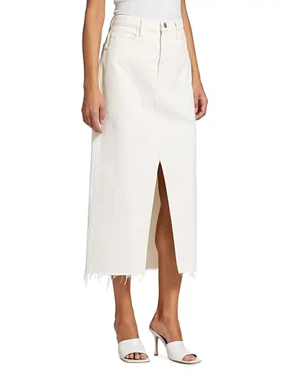 Frame Midaxi Angled Seam Midi Jean Skirt In Ecru In Animal Print