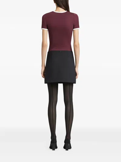 Courrèges Courreges Women Cotton T-shirt With Contrasting Trim In Burgundy